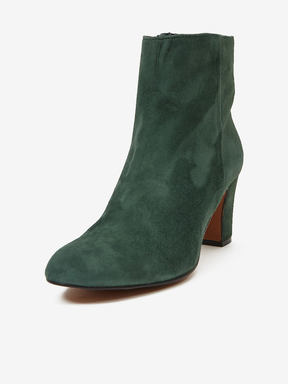 Ojju Temno zeleni semiš gležnjarji s peto OJJU