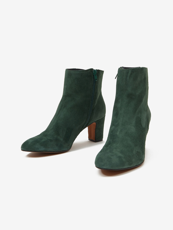 Ojju Temno zeleni semiš gležnjarji s peto OJJU