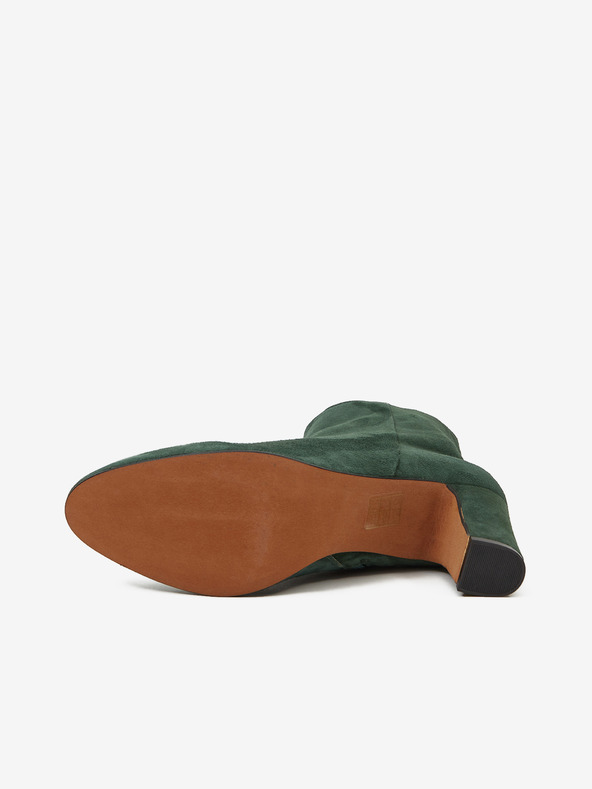 Ojju Temno zeleni semiš gležnjarji s peto OJJU