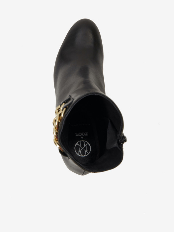 Ojju Črni ženski usnjeni gležnjarji s peto OJJU