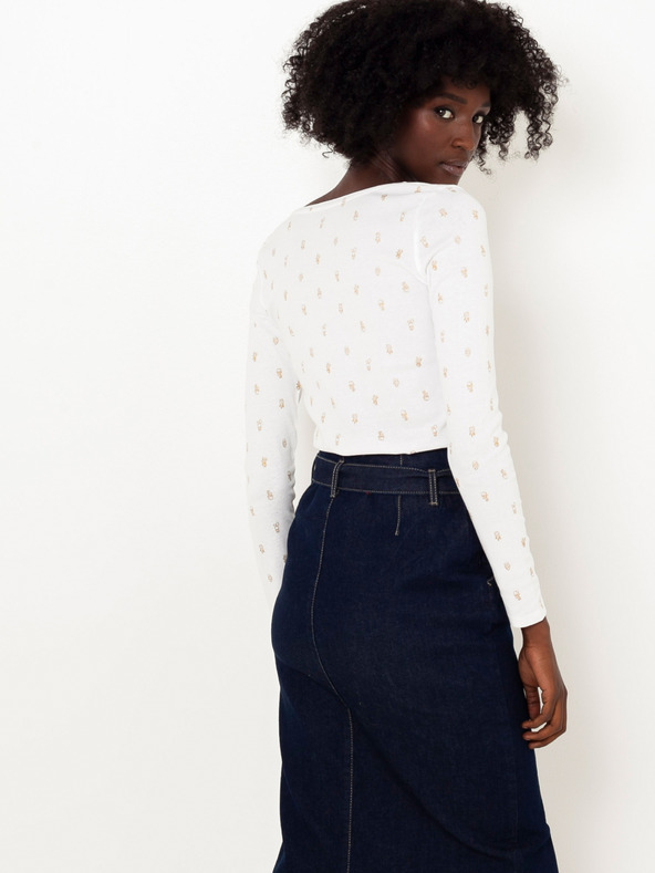 CAMAIEU Bela vzorčasta majica