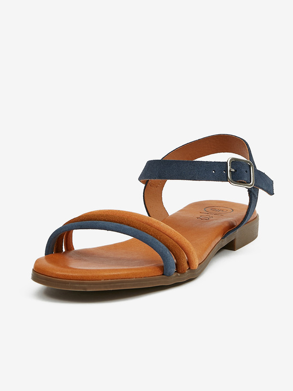 Ojju Temno modri ženski sandali iz semiša OJJU