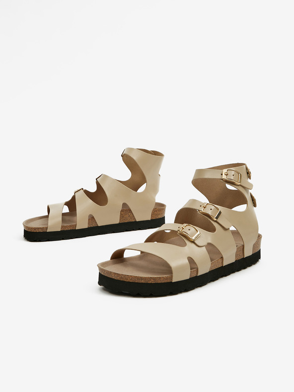 Ojju Bež ženske sandale do gležnjev OJJU