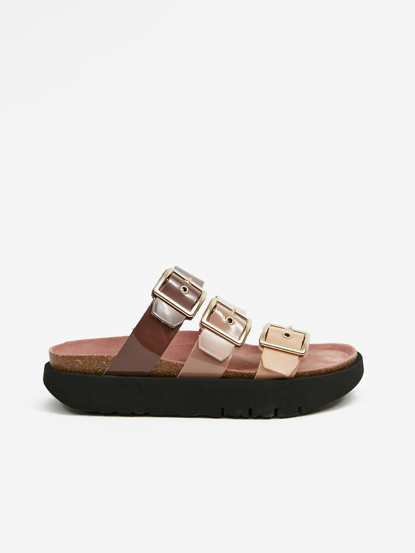 Ojju Vijolični in bež ženski copati na platformi OJJU