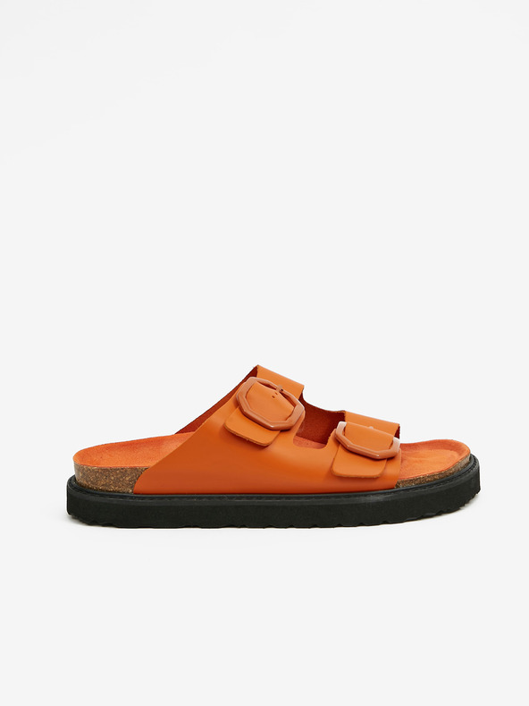 Ojju Oranžni ženski usnjeni copati OJJU