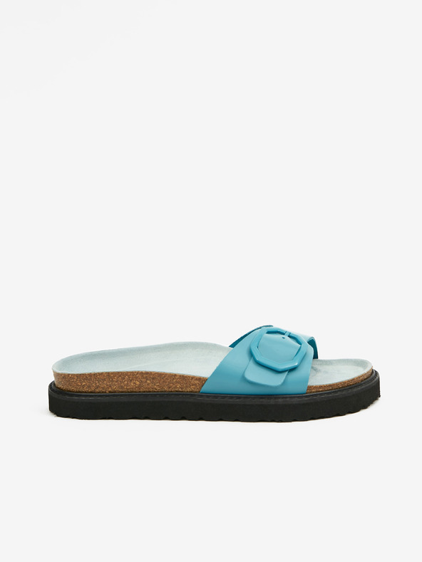 Ojju Turkizni ženski usnjeni copati na platformi OJJU