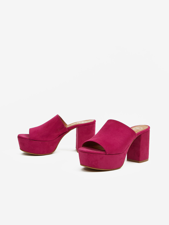 Ojju Temno roza ženski semiš copati s peto OJJU