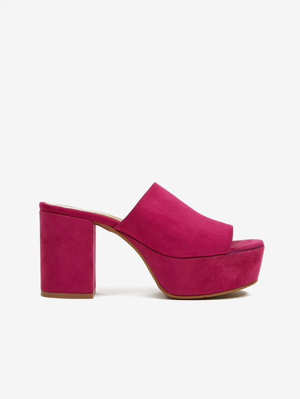 Ojju Temno roza ženski semiš copati s peto OJJU