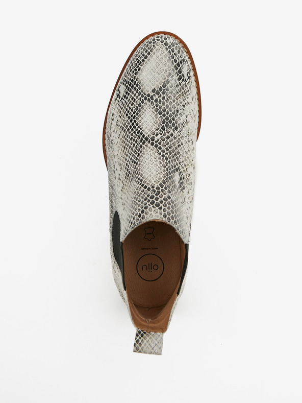 Ojju Beli ženski usnjeni čevlji Chelsea s kačjim vzorcem OJJU