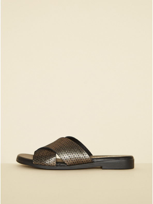 Ojju Črni usnjeni copati OJJU