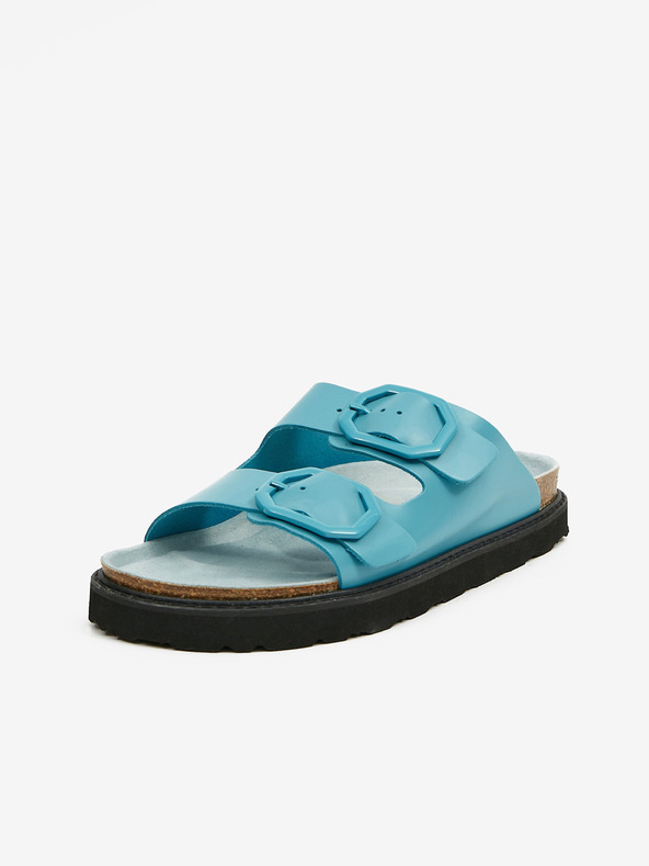 Ojju Turkizni ženski usnjeni copati na platformi OJJU