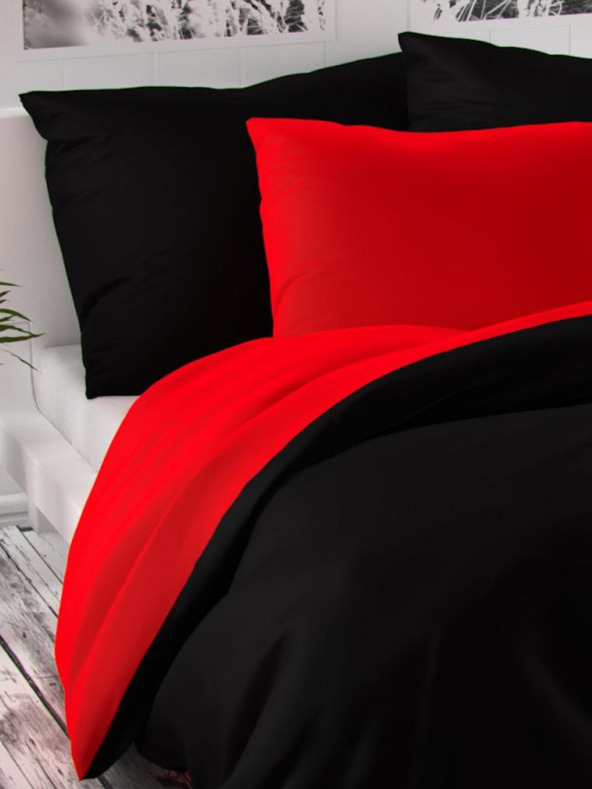 Kvalitex Satenasto francosko podaljšano posteljno perilo LUXURY COLLECTION 1+2, 240x220, 70x90cm rdeče / črne Kvalitex