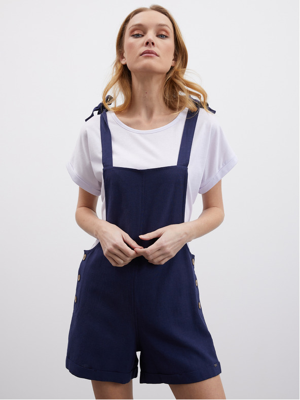 ZOOT.lab Temno modre ženske lanene kratke hlače z lakom ZOOT.lab Paulina