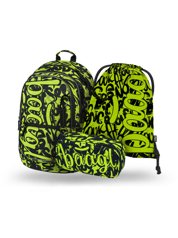BAAGL  BAAGL 3 SET Core Lime: nahrbtnik, peresnica, vrečka