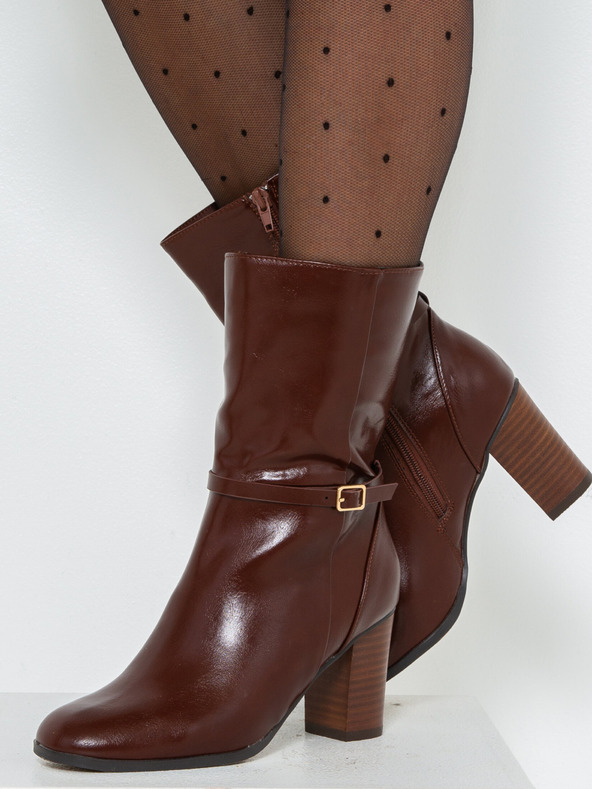 CAMAIEU Rjavi gležnarji na peti CAMAIEU