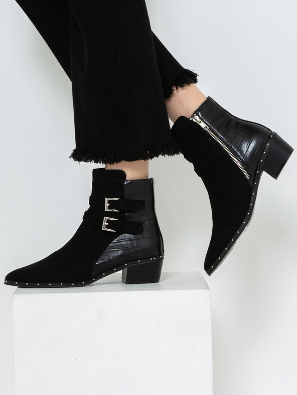 CAMAIEU Črni gležnarji z zaponkami CAMAIEU