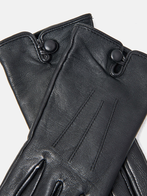 CAMAIEU Črne usnjene rokavice CAMAIEU