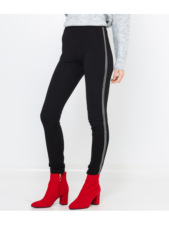 CAMAIEU Črne hlače z robom CAMAIEU