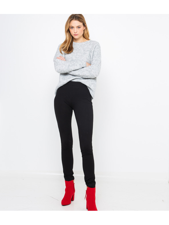 CAMAIEU Črne hlače z robom CAMAIEU