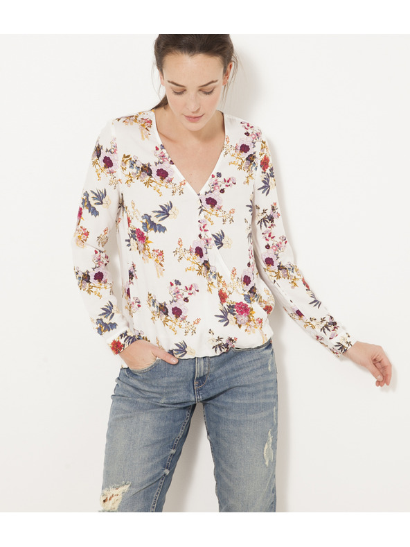 CAMAIEU Bela srajca z vzorcem CAMAIEU