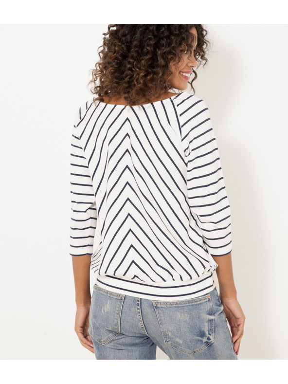 CAMAIEU Bela vzorčasta bluza CAMAIEU