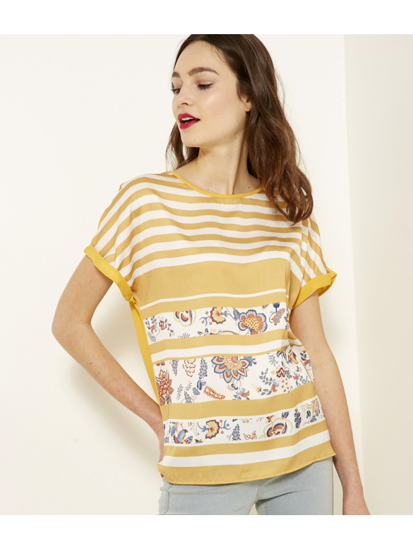 CAMAIEU Rumena vzorčasta bluza CAMAIEU