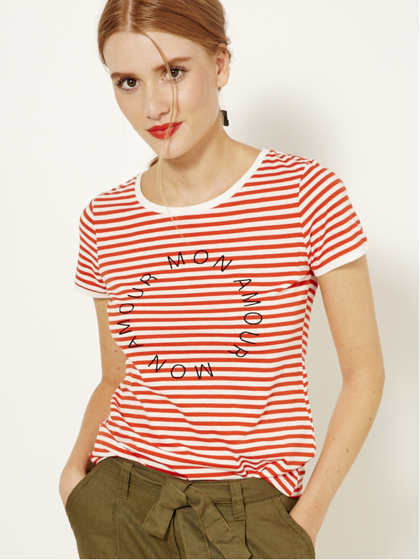 CAMAIEU Rožnata majica z napisom CAMAIEU