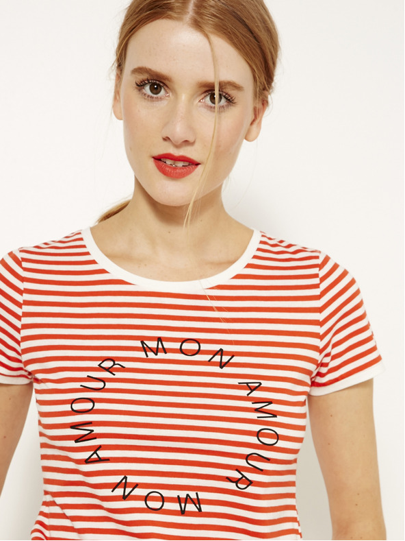 CAMAIEU Rožnata majica z napisom CAMAIEU