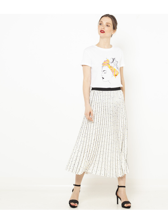 CAMAIEU Bela majica s potiskom CAMAIEU