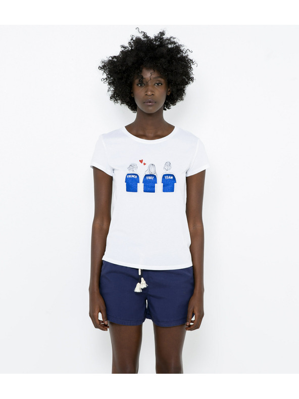 CAMAIEU Bela majica s potiskom CAMAIEU