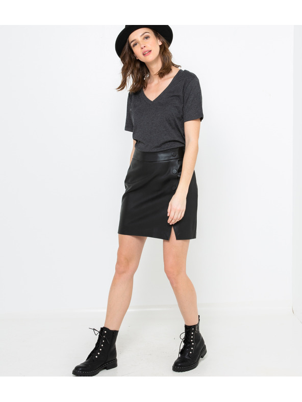 CAMAIEU Črn top z V-izrezom CAMAIEU