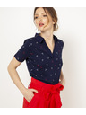 CAMAIEU Temno modra vzorčasta bluza CAMAIEU