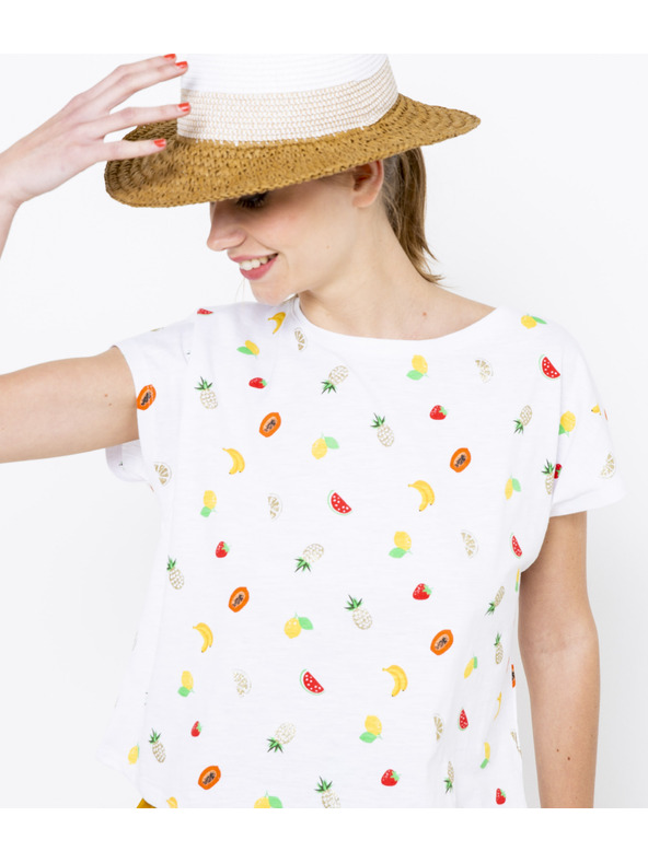 CAMAIEU Bela vzorčasta majica CAMAIEU