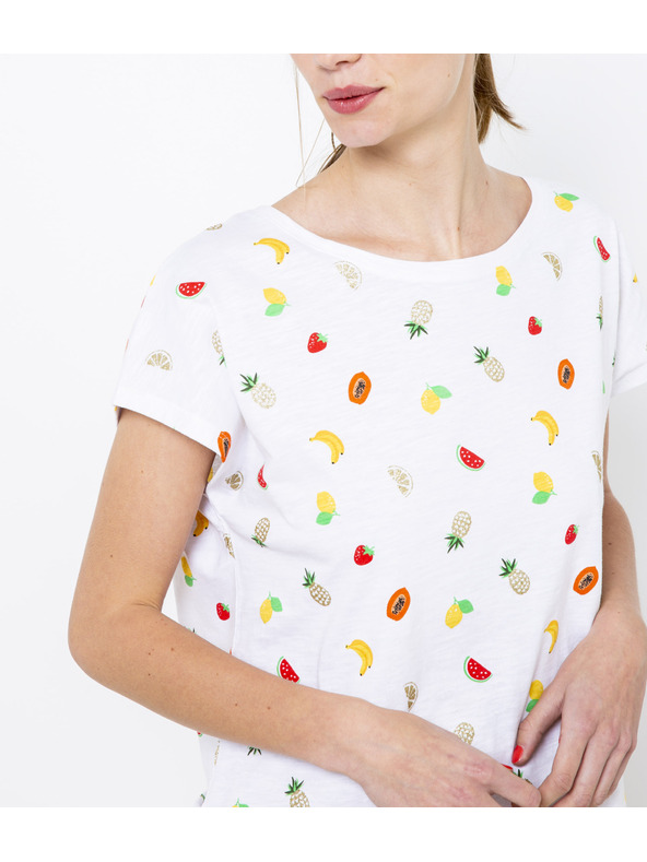 CAMAIEU Bela vzorčasta majica CAMAIEU