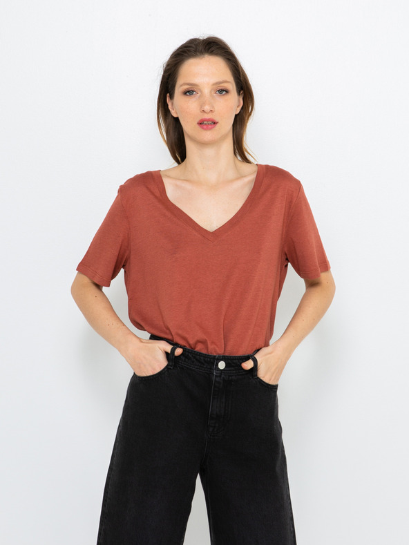 CAMAIEU Rjava majica CAMAIEU