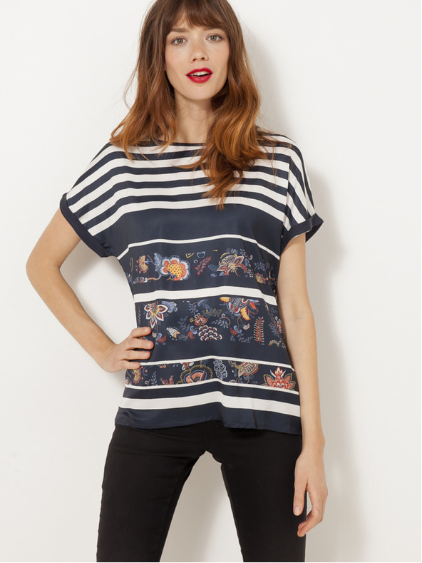 CAMAIEU Črna bluza z vzorcem CAMAIEU