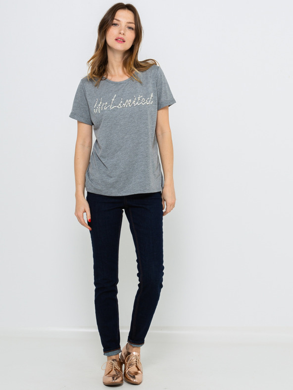 CAMAIEU Siva majica z napisom CAMAIEU