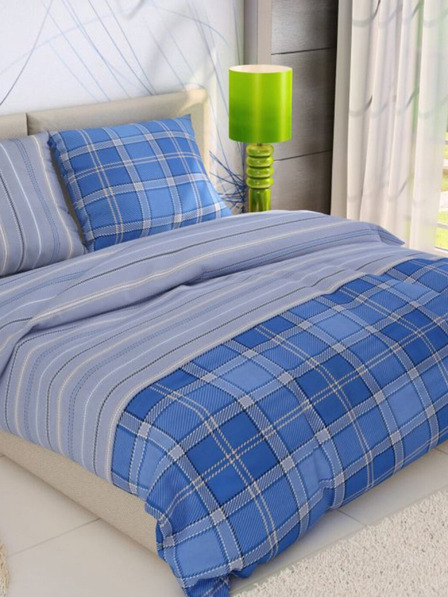Kvalitex Francoska bombažna posteljnina DELUX 220x200, 70x90cm CAMPUS modra