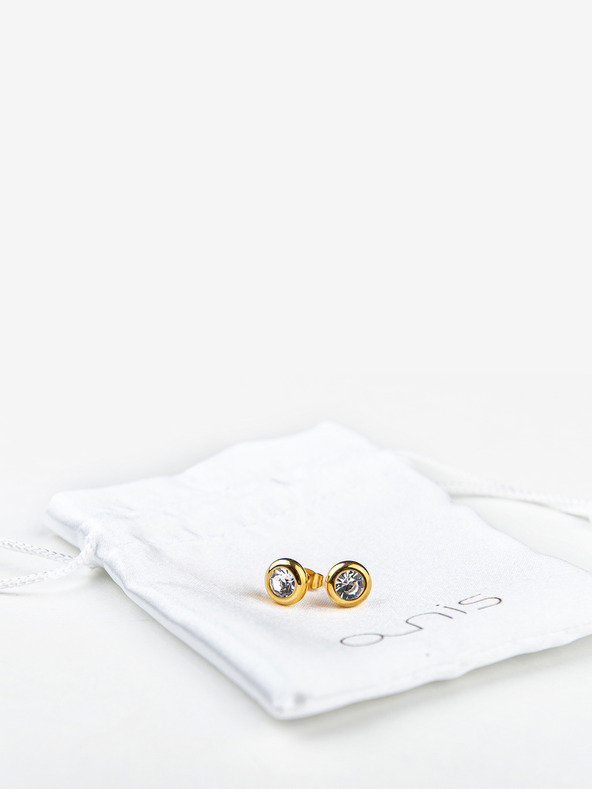 a-nis Komplet ženske ure, uhanov in verižice v zlati barvi a-nis