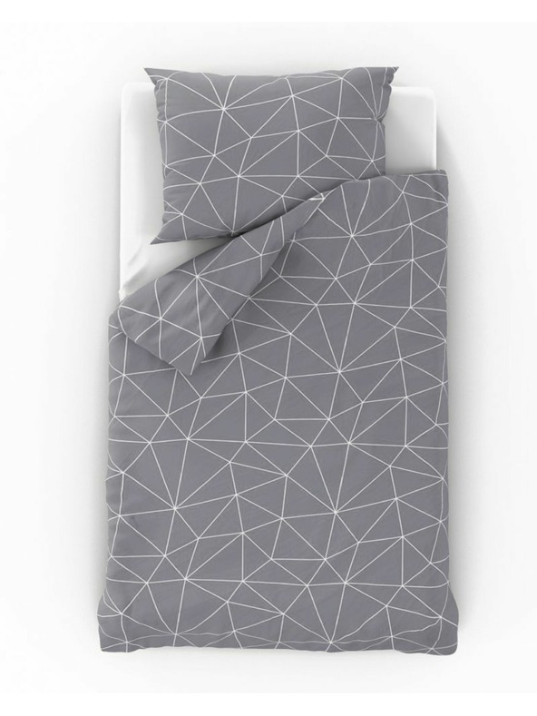Kvalitex Bombažno posteljnino NORDIC COLLECTION 140x200, 70x90cm GRID sivo