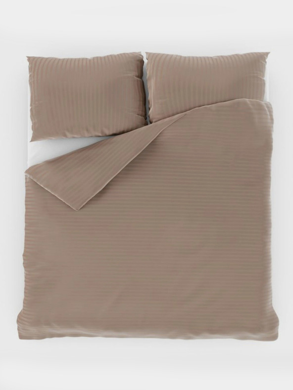 Kvalitex Francosko satinasto posteljnino s črtami 1+2, 200x200, 70x90 cm bež Kvalitex