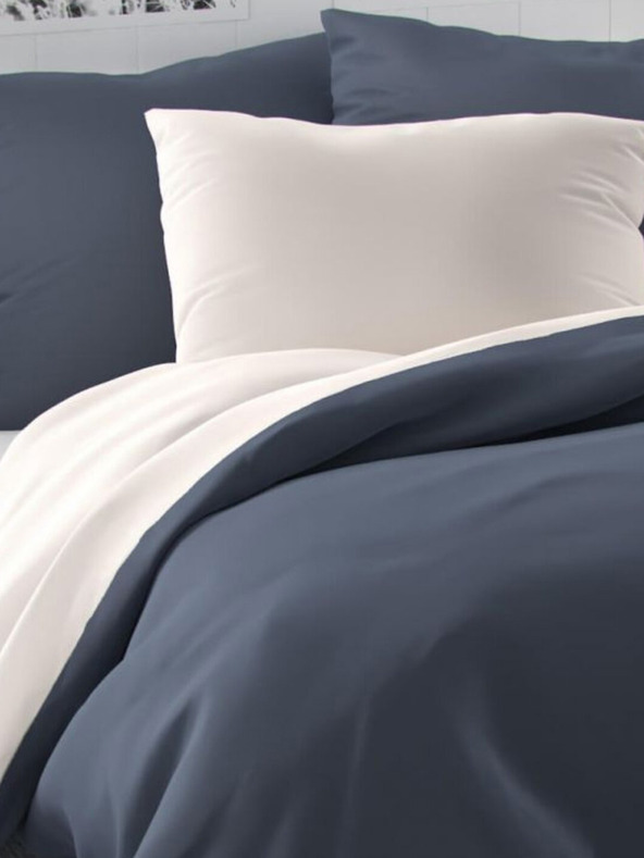 Kvalitex Satenasta podaljšana posteljnina LUXURY COLLECTION 140x220, 70x90cm temno siva / bela