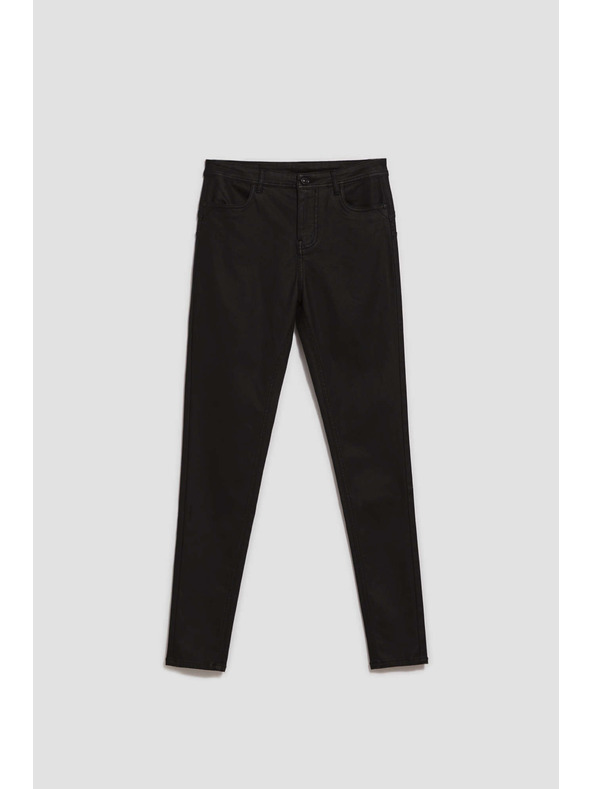 Moodo Črne usnjene slim hlače