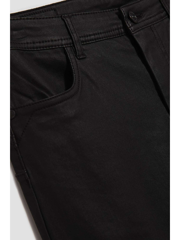 Moodo Črne usnjene slim hlače