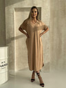 Edoti Oversize maxi obleka - kamelska barva