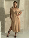 Edoti Oversize maxi obleka - kamelska barva