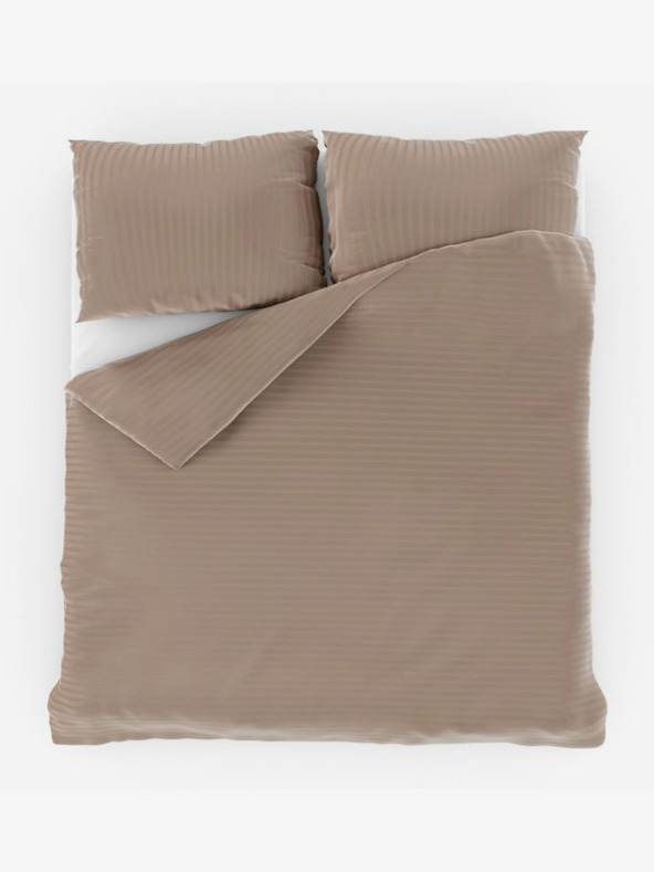 Kvalitex Francoski svileni posteljninski komplet s črtami 1+2, 240x200, 70x90cm bež Kvalitex