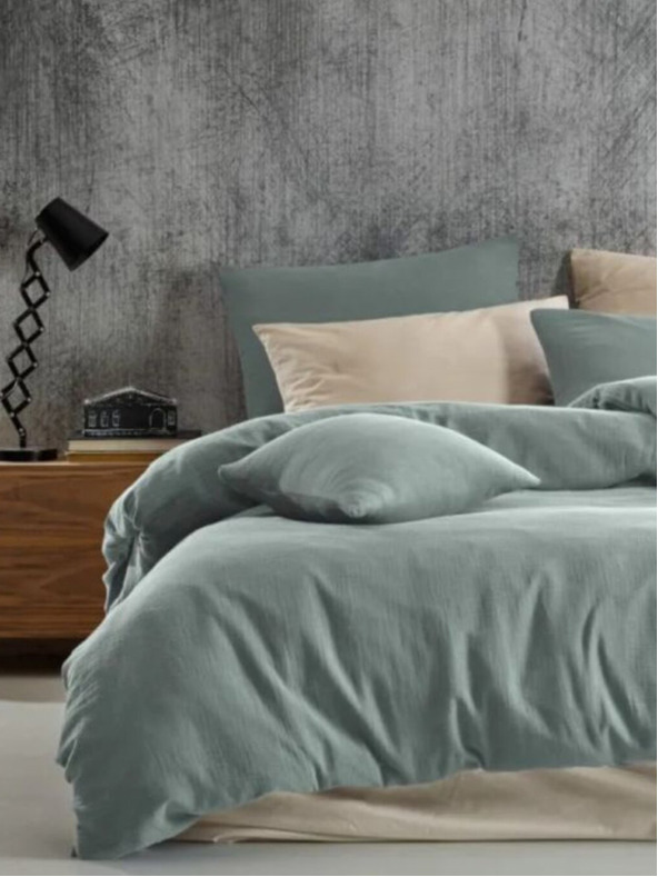 Kvalitex Podaljšana muzelinska posteljnina 140x220, 70x90 cm svetlo zelene barve Kvalitex