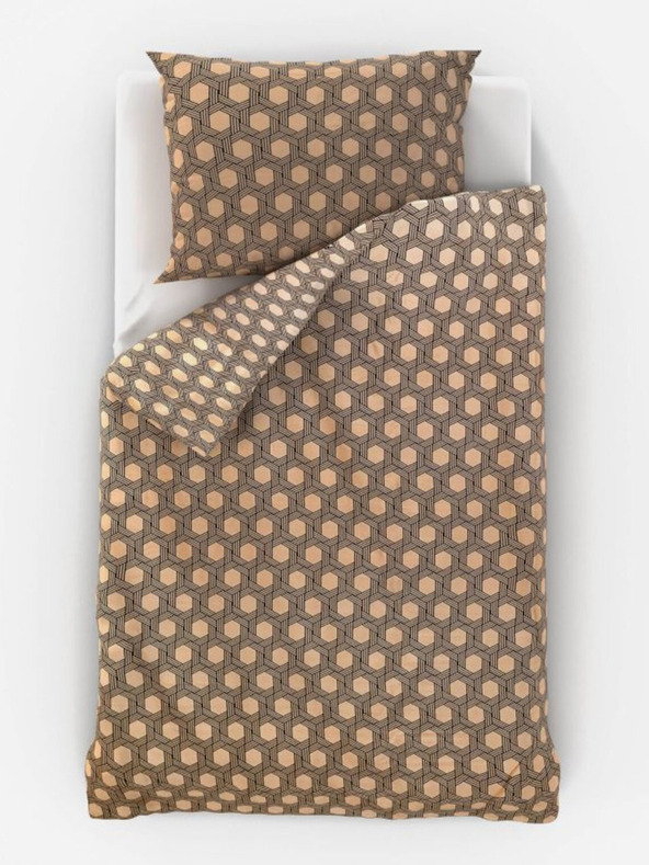 Kvalitex Satenasto posteljno perilo Luxury Collection 140x200, 70x90cm Carero beige Kvalitex