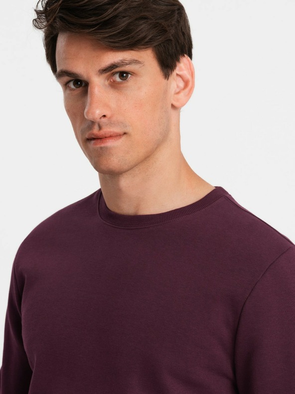 Ombre Clothing BASIC moška bombažna majica BASIC burgundska barva Ombre oblačila